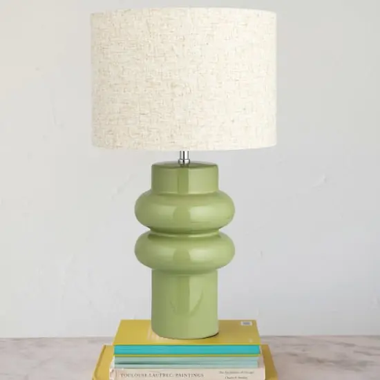 Hello Honey® 20.5" Stoneware Table Lamp with Linen Shade and Inline Switch {4}