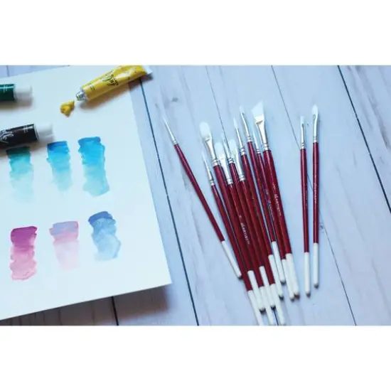 Hello, Artist! Short Handle White Taklon 12 Piece Brush Set {12}