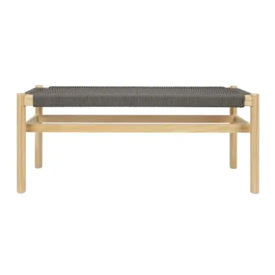 Hello Honey&reg; Fernway 18" Solid Wood and Woven Rope Entryway Bench Moss Green {8}