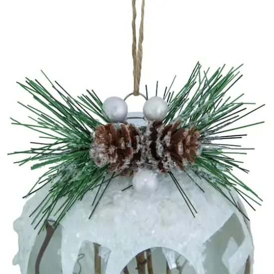 5" White Frosted NOEL with Holly and Berries Christmas Glass Ornament {5}