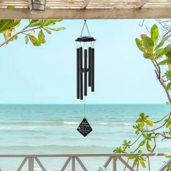 Glitzhome&reg; 38" Matte Black Metal Black Windchime {7}