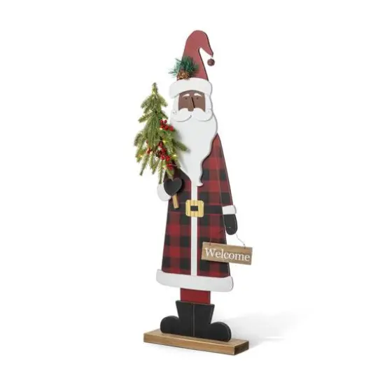 Glitzhome&reg; 35.75" Lighted Wooden Africa Santa Porch Decor with Timer {7}