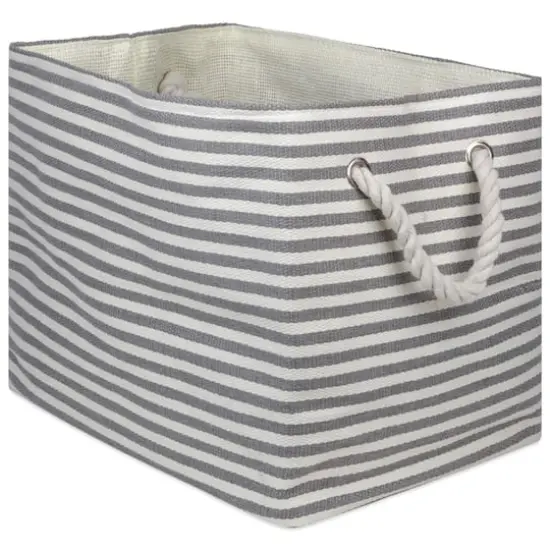 DII&reg; Medium Pinstripe Rectangle Woven Paper Storage Bin Gray {1}