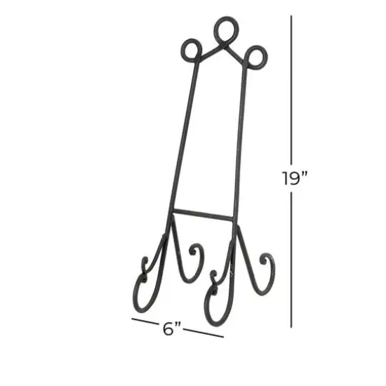 Traditional Scrolling Black Metal Easel, 19" x 6" x 9" {8}