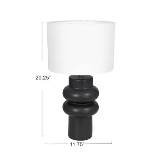 Hello Honey&reg; 20" Black Stoneware Table Lamp with Linen Shade {4}