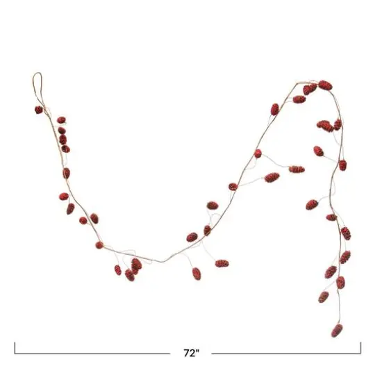 Hello Honey&reg; 6ft. Red Glitter Natural Pinecone Garland {5}