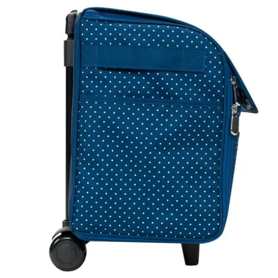 Everything Mary Collapsible Blue Pin Dot Rolling Sewing Machine Tote {7}