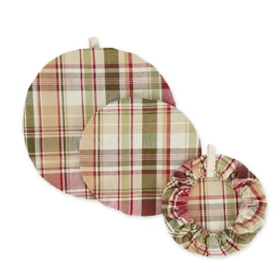 Give Thanks Plaid Woven Dish Cover Set {4}