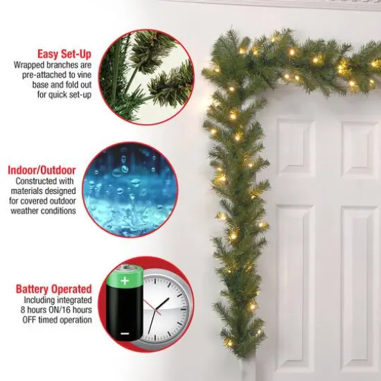 9ft. Norwood Fir Garland, Soft White LED Lights {7}