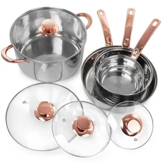 Gibson Home&reg; Ansonville 8-Piece Stainless Steel Cookware Set with Rose Gold Handles {9}