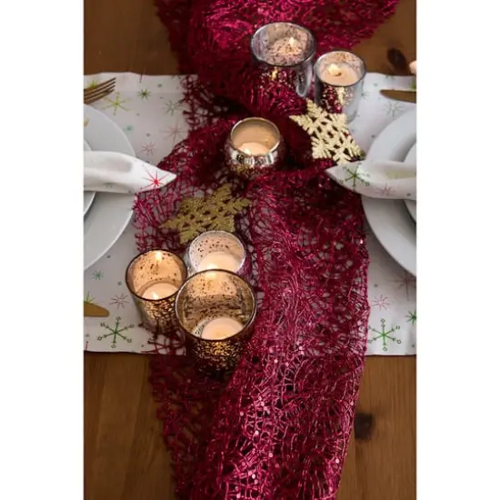 DII&reg; 10ft. Sequin Mesh Table Runner Roll Red {5}