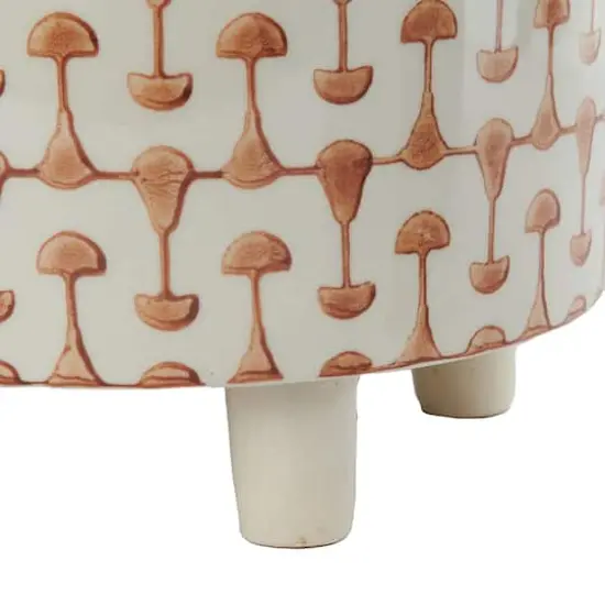 Hello Honey&reg; 8" Footed Stoneware Planter with Abstract Print Rust {5}