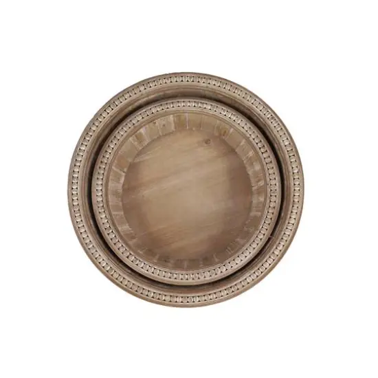 Brown Wood Rustic Tray Set {3}