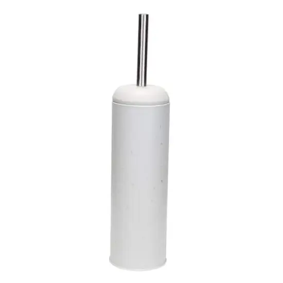 Elle D&eacute;cor White & Silver Speckled Toilet Brush & Holder {5}