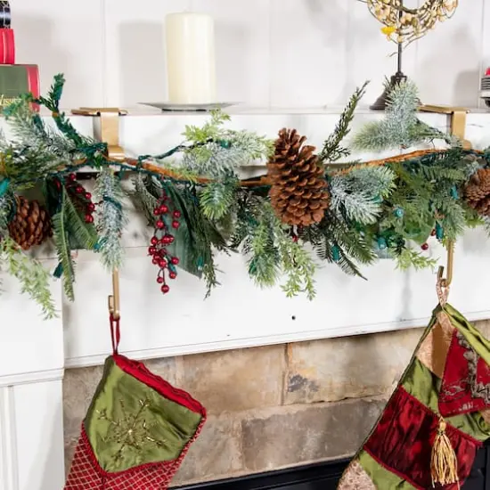 Village Lighting Mantle Garland & Stocking Hanger Gold {9}