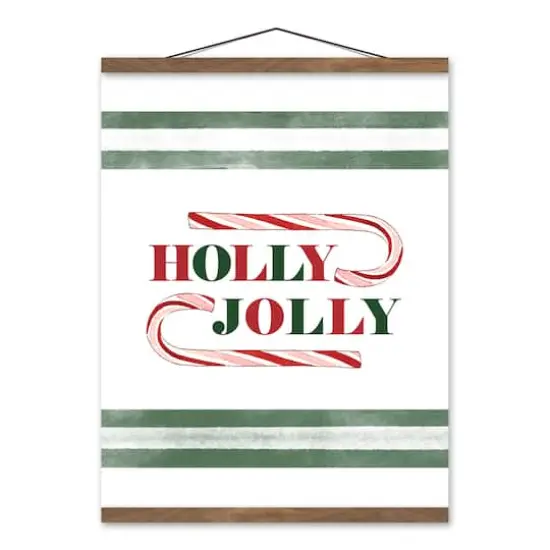 Holly Jolly Candy 16x20 Teak Hanging Canvas {1}