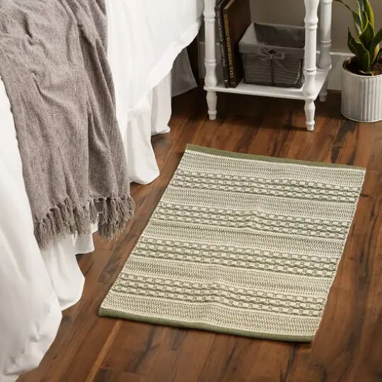 DII&reg; Artichoke Green Dobby Stripe Hand-Loomed Rug, 2ft. x 3ft. {8}