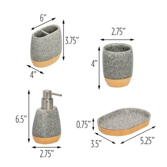 Honey Can Do Gray Speckled Bath Accessory Set {5}
