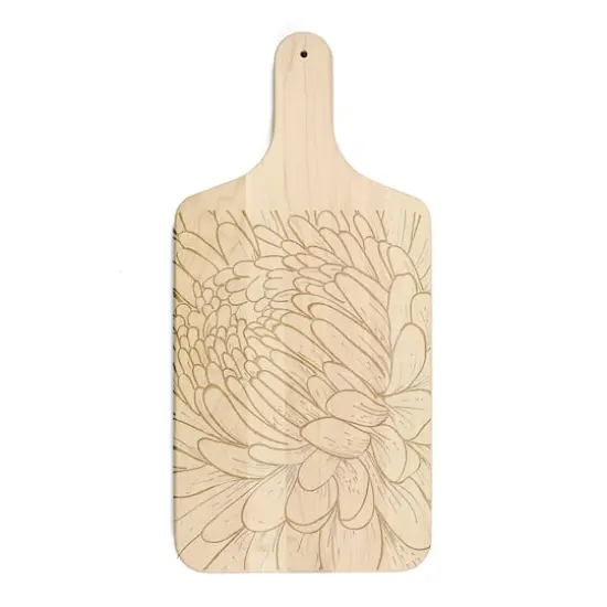 8" x 17" Floral Etching Maple Paddle Cutting Board {1}