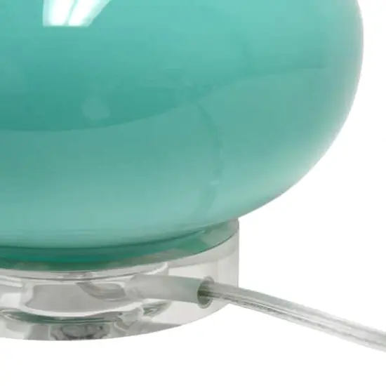 Lalia Home 15.25" Ovaloid Glass Table Lamp with White Shade Aqua {9}
