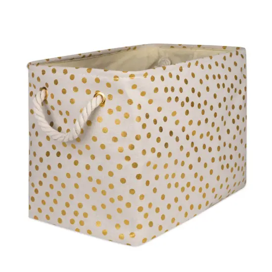 Medium Polyester Rectangle Bin With Gold Dots Black {2}