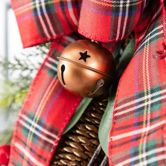 Glitzhome&reg; 28"H Christmas Bell, Pinecone & Berry Bow Teardrop {6}