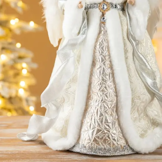 Glitzhome&reg; 16.5" Faux Fur Elegant Christmas Angel Tree Topper {6}