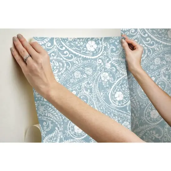 RoomMates Paisley Prince Peel & Stick Wallpaper Blue and White {11}