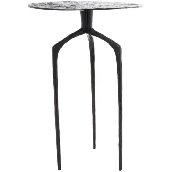 22" Gray Aluminum Geometric Textured Accent Table {9}