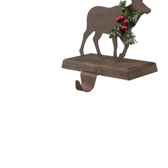 Glitzhome&reg; 6.5" Reindeer Stocking Holder Set {5}