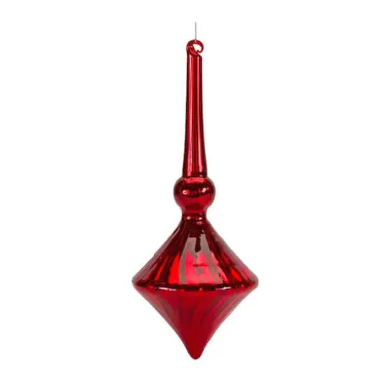 6 Pack 10.5" Red Finial Glass Ornaments  {4}