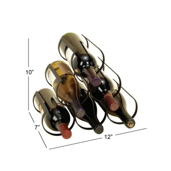 10" Black Metal Industrial Wine Holder Rack {7}