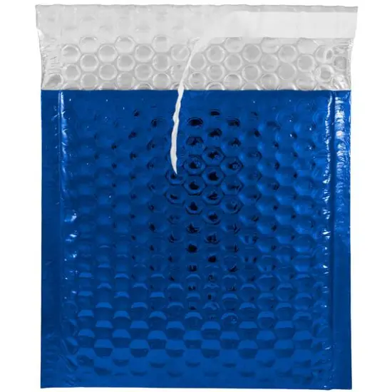 JAM Paper 6" x 6.5" Bubble Padded Mailer with Self Adhesive Closure, 12ct. Blue Metallic {4}