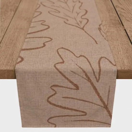 72'' Dusty Rose Large Leaf Pattern Cotton Twill Runner {1}