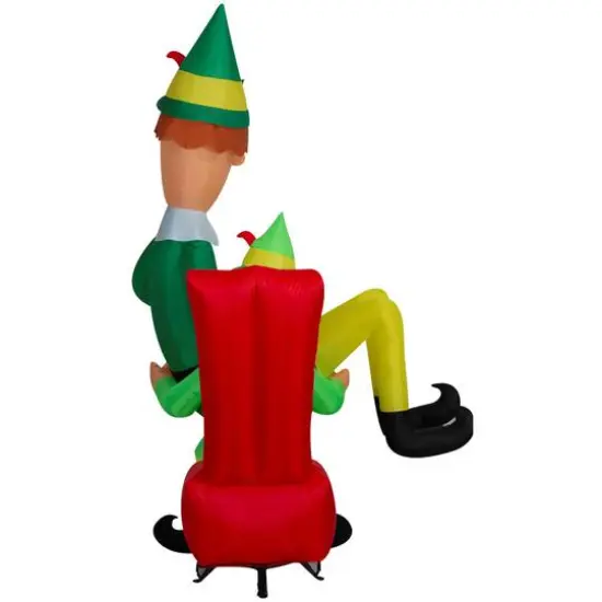 7ft. Airblown® Inflatable Christmas Buddy the Elf on Papa Elf's Lap {3}