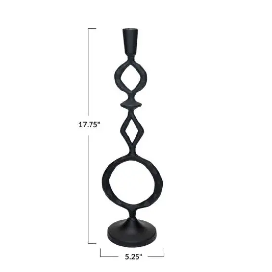 Hello Honey&reg; Black Decorative Cast Metal Taper Candle Holder {4}