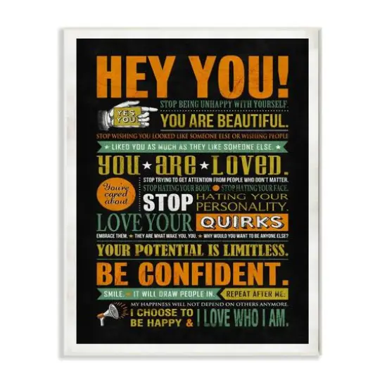 Stupell Industries Hey You Inspirational Wooden Wall Plaque {1}