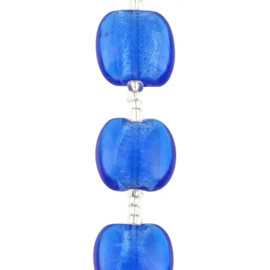 Blue Lampwork Glass Puffed Coin Beads by Bead Landing&trade; {1}
