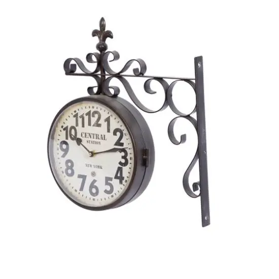 Black Vintage Metal Wall Clock, 16" x 15" {8}
