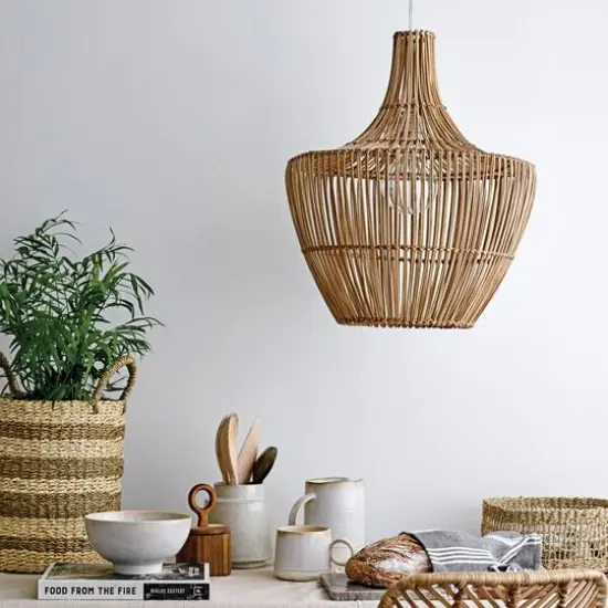 Hello Honey&reg; Round Wicker Pendant Light {6}