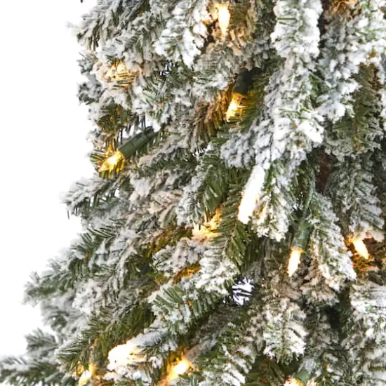 4ft. Pre-Lit Flocked Grand Alpine Artificial Christmas Tree, Clear LED Lights {4}