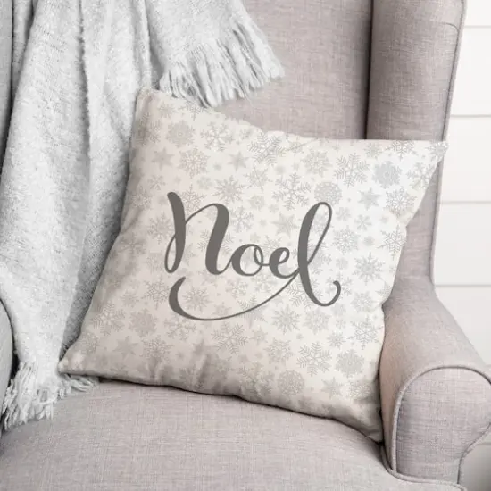 Noel Snowflake Pattern 18x18 Throw Pillow {3}