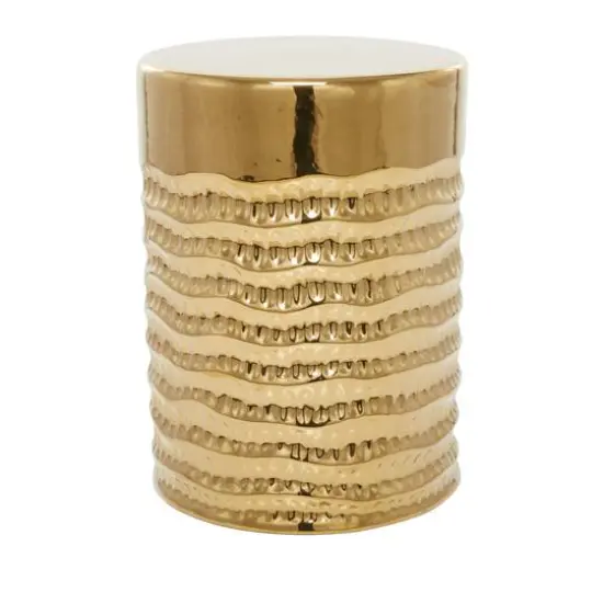 18" Gold Stoneware Glam Accent Table {1}