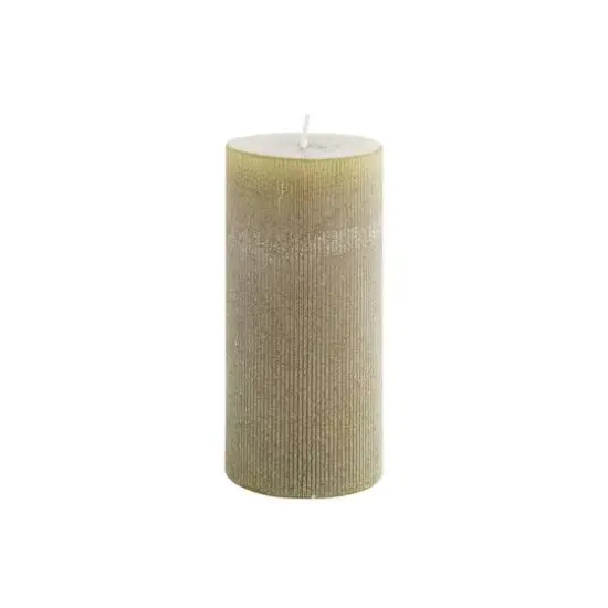 Hello Honey&reg; 3" x 6" Olive Unscented Pleated Pillar Candle {1}