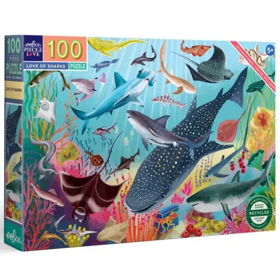 eeBoo Love of Sharks 100 Piece Puzzle with Poster {5}