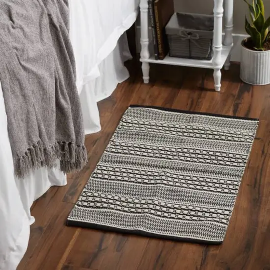 DII&reg; Black Dobby Stripe Hand-Loomed Rug, 2ft. x 3ft. {6}