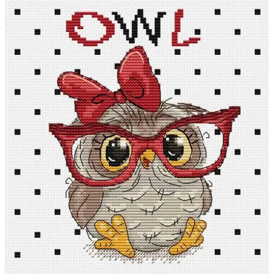 Luca-S The Owl with Glasses Counted Cross Stitch Kit {8}
