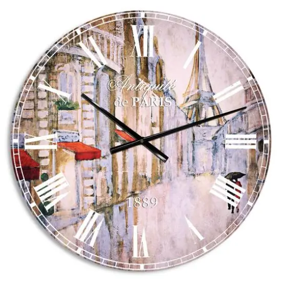 Designart 'Love In Paris Iii French Country Wall Clock {1}