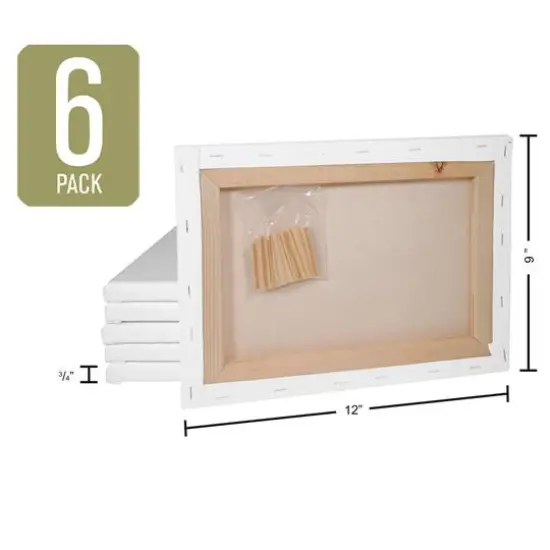 Art Advantage&reg; 6 Pack 9" x 12" Visual Edge Artist Canvas {3}