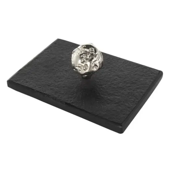 Black Marble Decorative Box with Textured Silver Aluminum Knobs, 3ct. {8}